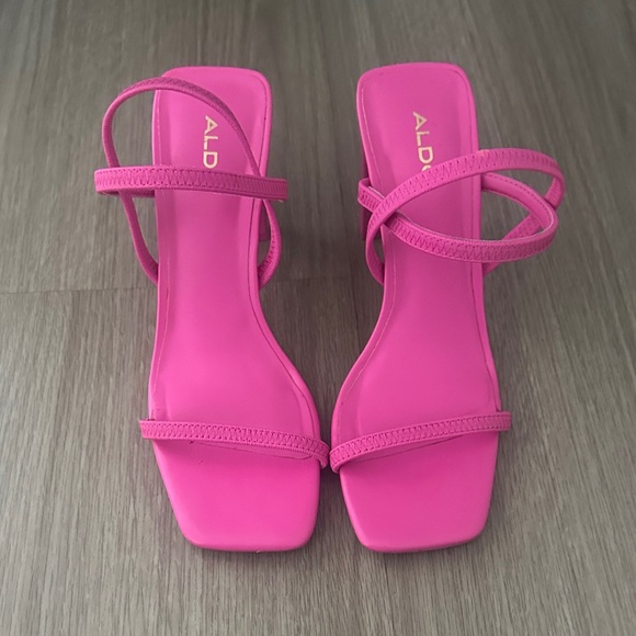 Aldo Shoes - ALDO Fuchsia Strappy Square-Toe Block Heel Sandals